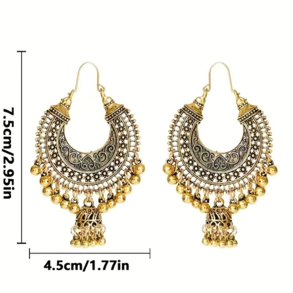 HINDI INTRICATE DANGLE HOOPS NWOT - Picture 4 of 5